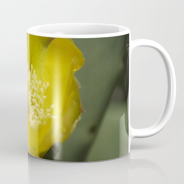Yellow Cactus Pear Flower Close Up Photography Coffee Mug