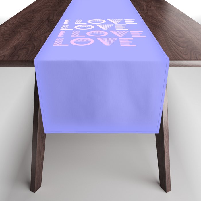 I Love Love - Periwinkle Blue light pastel colors modern abstract illustration Table Runner