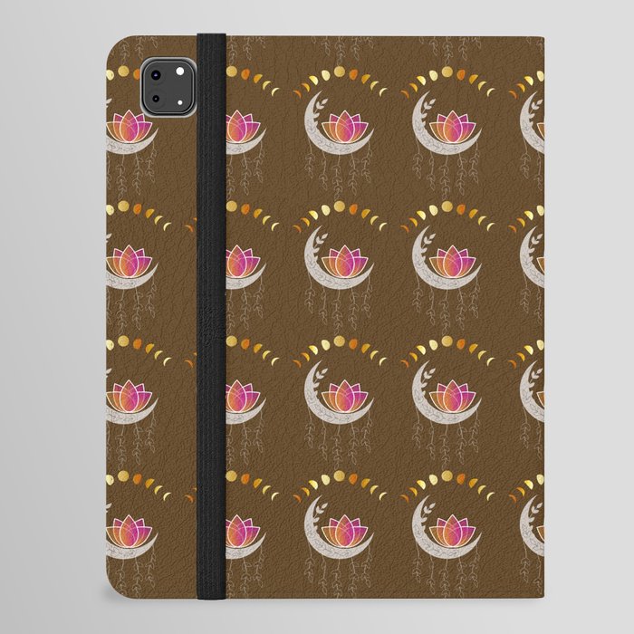 Moon dreamcatcher with pink lotus and leaves iPad Folio Case