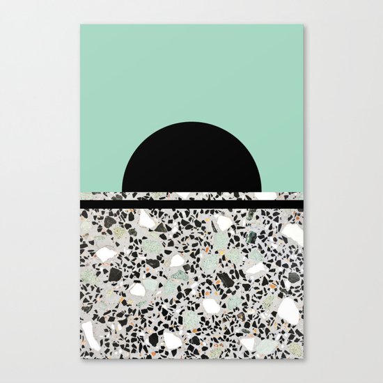 Abstract Concrete and Marble Terrazzo Stone Pastel Green Canvas Print