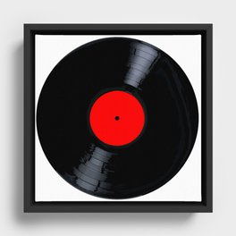Blank Red Record Label Framed Canvas