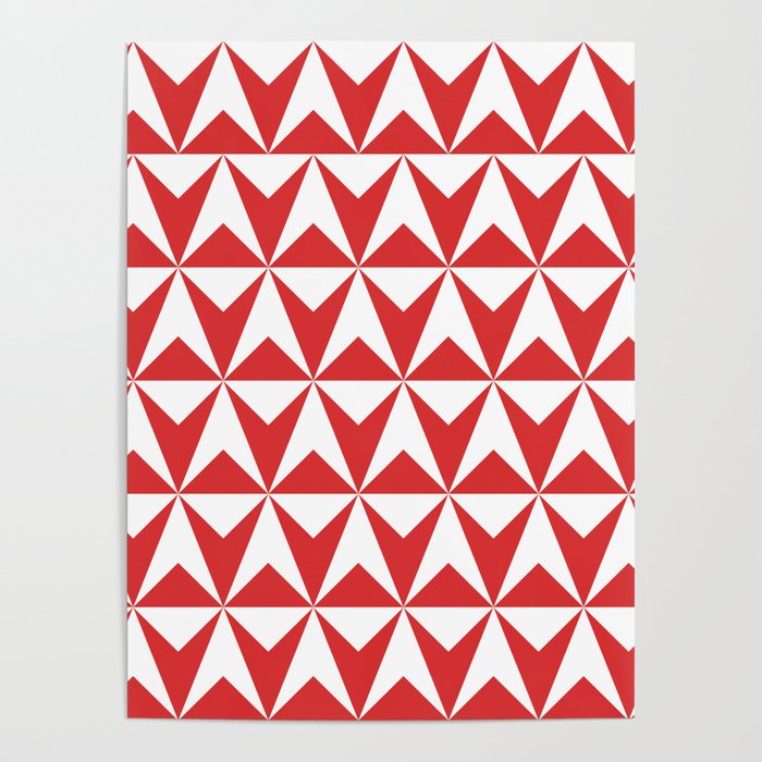 Mid Century Modern Triangle Pattern 531 Red Poster