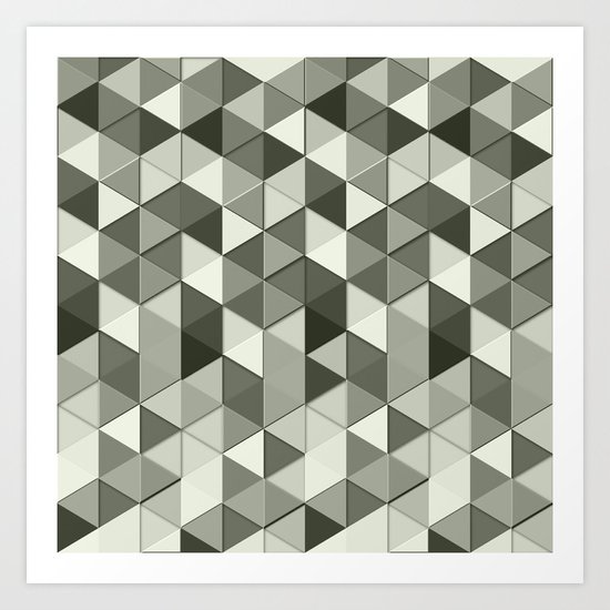 Cool Grayscale triangles geometric pattern Art Print