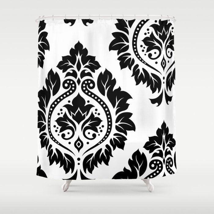 Decorative Damask Art I Black On White Shower Curtain By
