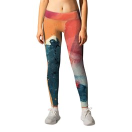 Pour Some Sugar on Me: a colorful mixed media abstract in pinks blues orange and purple Leggings