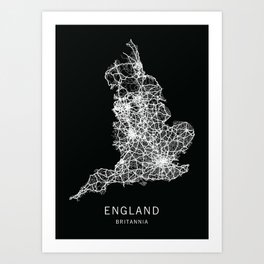 England Road Map Art Print | Cartography, Road, Bristol, Nottingham, Sheffield, Street, Geography, Bradford, Graphicdesign, Birmingham 