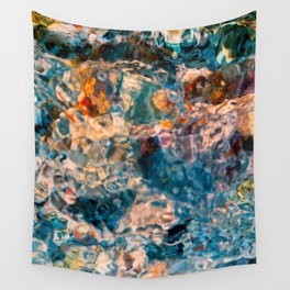 Liquid Blue Paint Abstraction Pattern Wall Tapestry