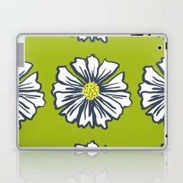 Retro Modern Spring Daisy Flowers On Green Laptop Skin
