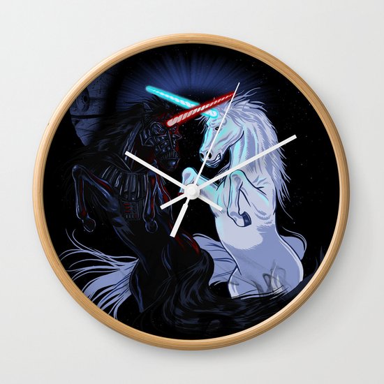 Starwars with unicorns (black) Wall Clock