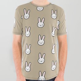Cute Bunny Pattern (Tan) All Over Graphic Tee