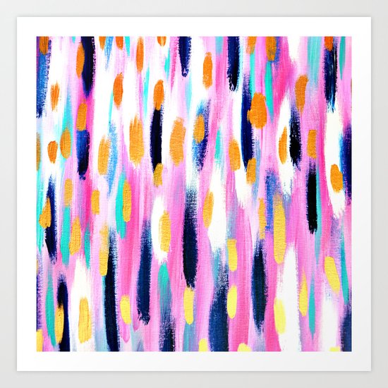 Pink And Navy Abstract Art Print