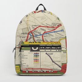 London underground railways.-Vintage Pictorial Map Backpack | Illustration, Maps, Map, Wallart, Retro, Antique, Plane, Flat, Drawing, Old 