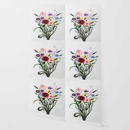 Acrylic Flowers Bouquet Art Print Wallpaper