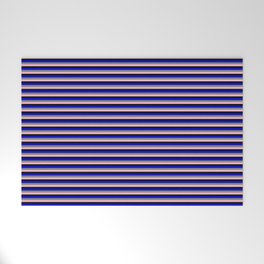 [ Thumbnail: Blue, Light Slate Gray, Light Pink, and Black Colored Lines/Stripes Pattern Welcome Mat ]