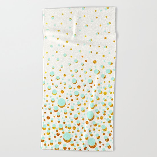 Polka dots Mint - gold Beach Towel