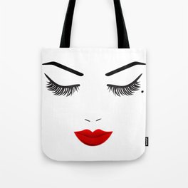 Eye Mole Beauty Face with Red Lips Tote Bag