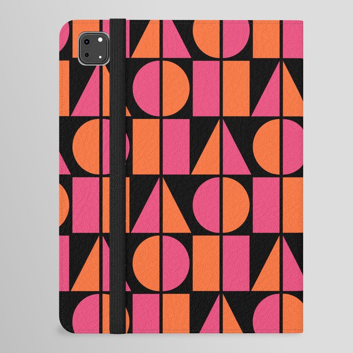Symmetry Geometric Composition 722 Black Pink and Orange iPad Folio Case
