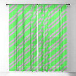 [ Thumbnail: Lime and Orchid Colored Striped Pattern Sheer Curtain ]