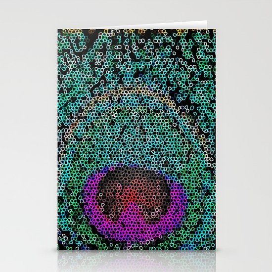Bright pink teal girly abstract peacock feather Stationery Cards
