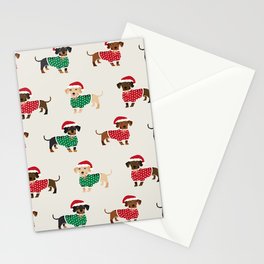 Dachshund christmas sweater holiday santa hat doxie dachsie lovers Stationery Card