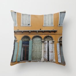 Yellow wall with windows Venice Throw Pillow