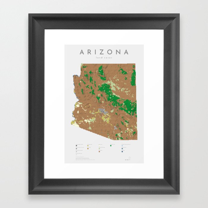Arizona Land Cover Map Art Framed Art Print
