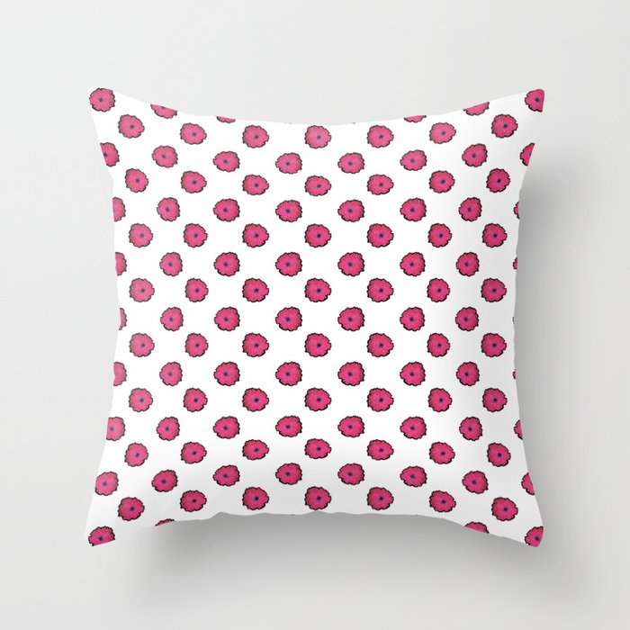 Pink flowers on white Throw Pillow