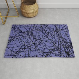 Black and Periwinkle Criss Cross Line Pattern - Pantone 2022 Color of the Year Very Peri 17-3938 Rug