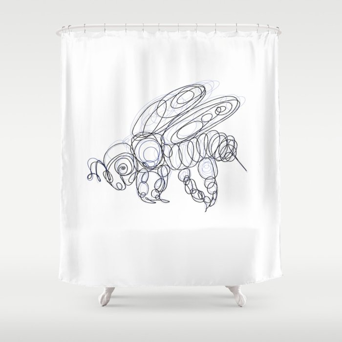 Honey Bee Line Drawing Shower Curtain By Olenaart Society6