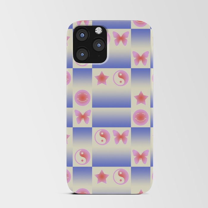 Checkered Symbols (YIN YANG/BUTTERFLY/SMILEY FACE/STAR) iPhone Card Case