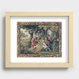 Antique 17th Century Flemish Allegorical Tapestry Recessed Framed Print