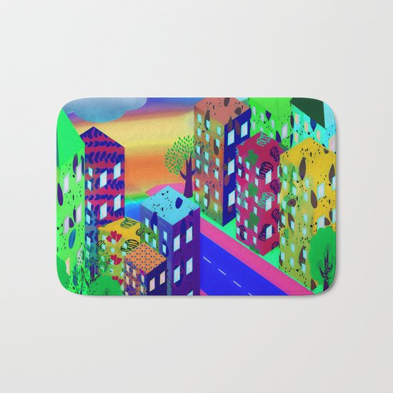 Abstract Urban At Night Bath Mat
