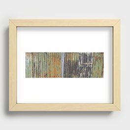 corrugated rusty metal fence paint texture Recessed Framed Print