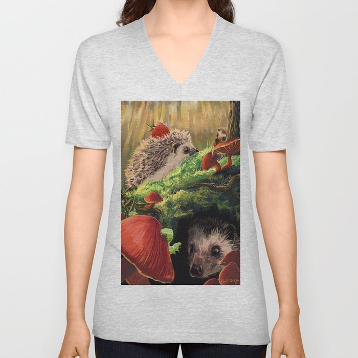 Hedgehogs V Neck T Shirt