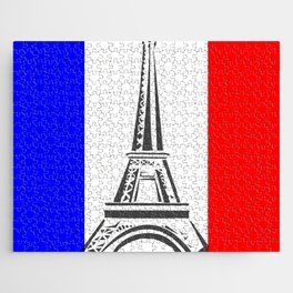 Frech Flag and Eiffel Tower Jigsaw Puzzle