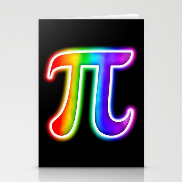 Glowing Rainbow Pi Symbol Stationery Cards