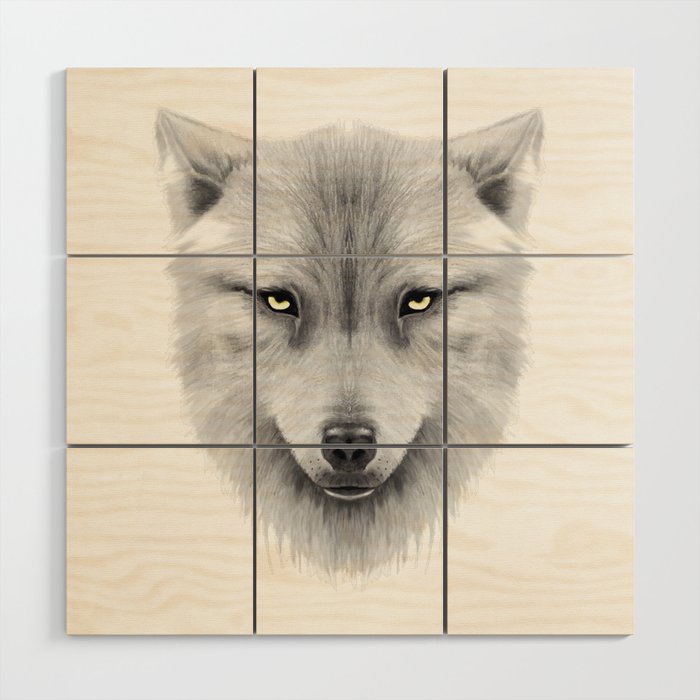 White Wolf Wood Wall Art