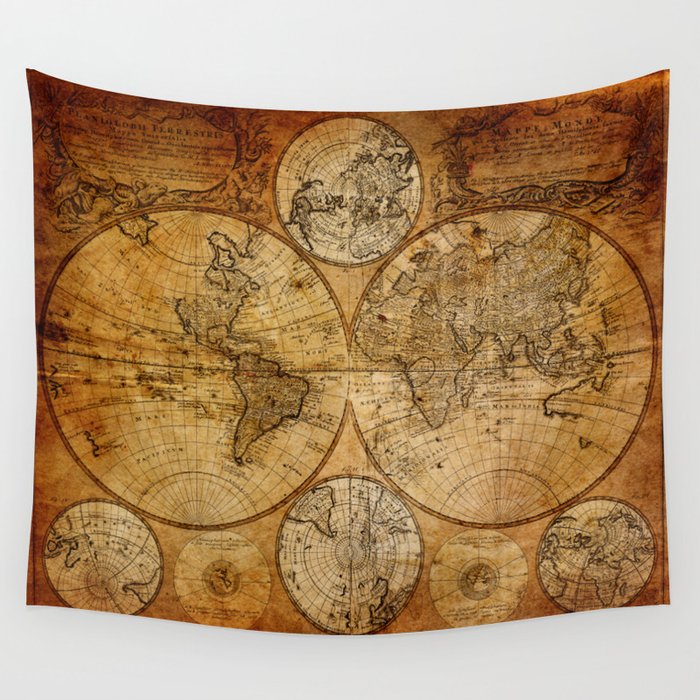 Vintage Map Wall Tapestry by foxxmap | Society6