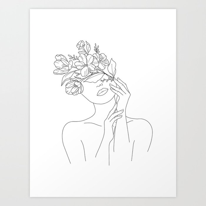 Female Head Of Flowers Art Print