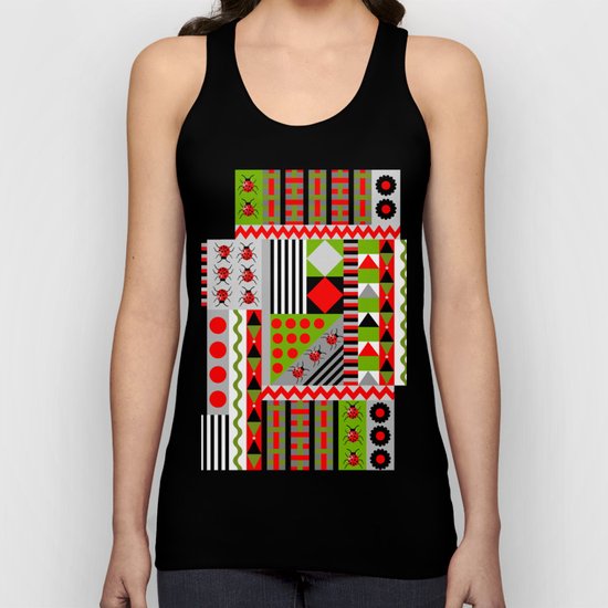 Geometric spring design with ladybugs and flowers Unisex Tank Top