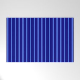 [ Thumbnail: Blue & Royal Blue Colored Striped/Lined Pattern Welcome Mat ]