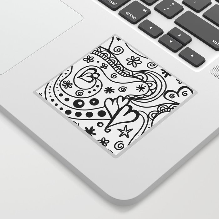 Black and White Doodle Sticker
