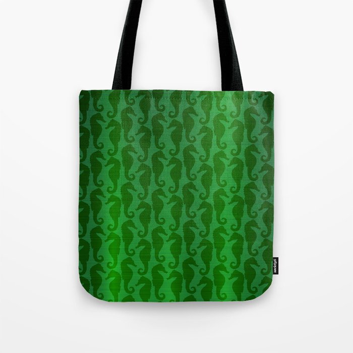 Green Silk Metallic Seahorse Modern Collection Tote Bag