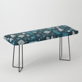Blue And Silver Holiday Pattern Bench