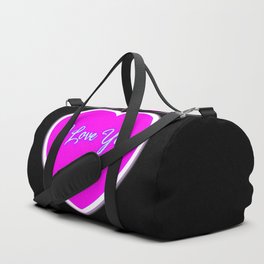 Neon Pink Love Heart Duffle Bag