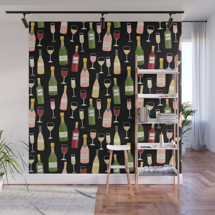 Rose drinks champagne wine bar art food fight apparel and gifts Wall Mural