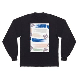 Abstract coral navy blue mint green acrylic brushstrokes Long Sleeve T-shirt