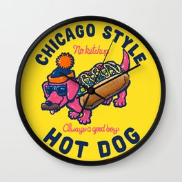 Da Chicago Dog With Text Wall Clock