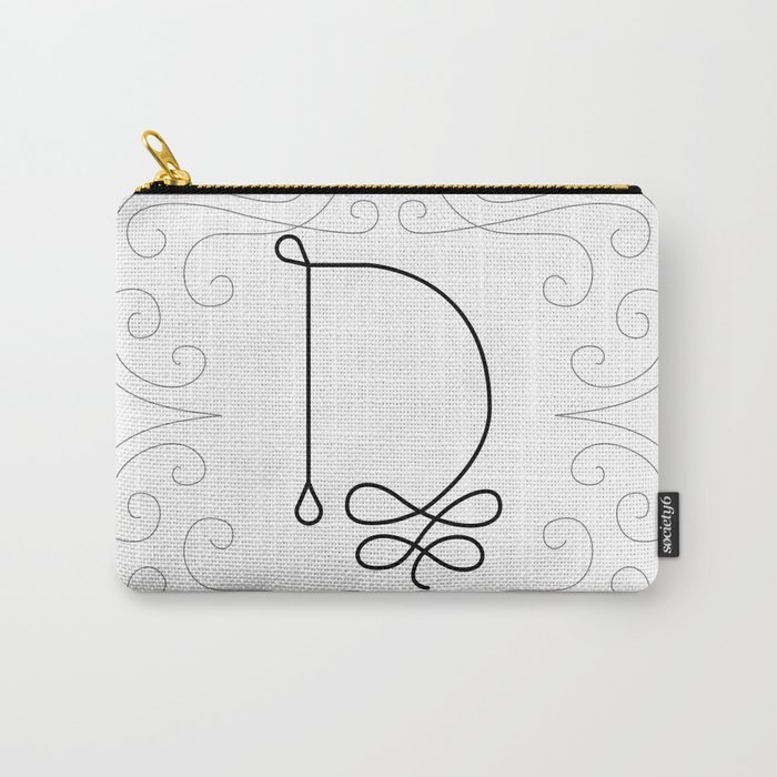 D - Aska Font White Carry-All Pouch