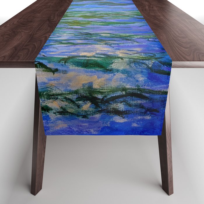 Claude Monet - Water Lilies with weeping willow branches Table Runner